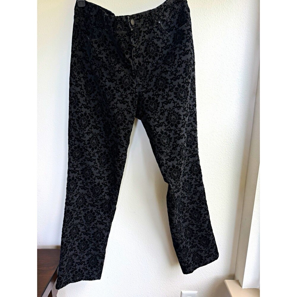 Charter Club Women's Dress Pants Straight Leg Flat Front Gray/Black Floral 16